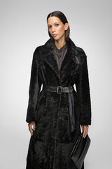 Gabrielle - Schwarzer Shearling-Mantel