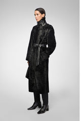 Gabrielle - Schwarzer Shearling-Mantel