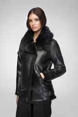 Paige - Stella Schwarze Shearling Jacke