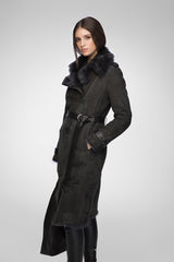 Harmony - Anthracite Suede Shearling Coat