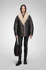 Nila - Braun-beiger Shearling-Mantel