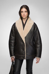 Nila - Braun-beiger Shearling-Mantel