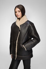 Nila - Braun-beiger Shearling-Mantel