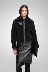 Elise - Schwarze Shearling-Jacke