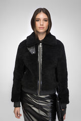 Elise - Schwarze Shearling-Jacke