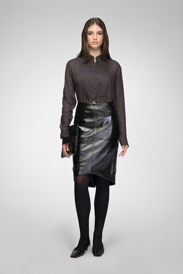 Mira - Black Leather Skirt