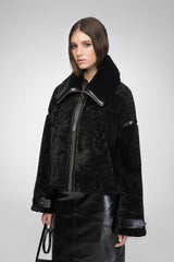 Serena - Schwarze Lammfelljacke