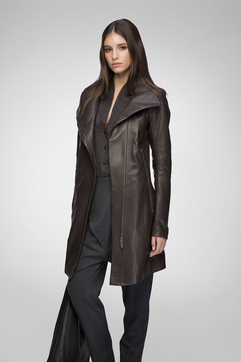 Claudia - Brown Leather Coat