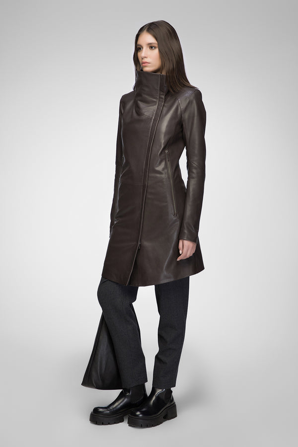 Claudia - Brown Leather Coat