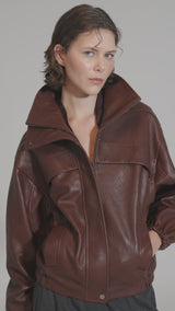 Eli - Dunkelbraune Lederjacke