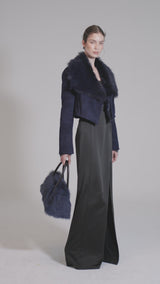 Yva - Blaue Lammfelljacke