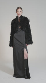 Ella - Schwarze Lammfelljacke
