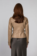 Rosie - Beige Lederjacke