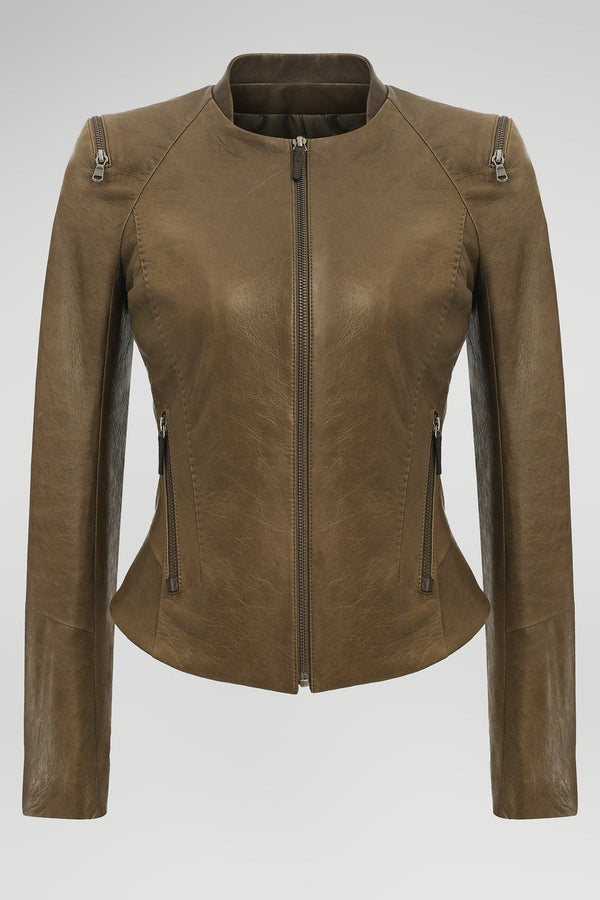 Brauner Lederjacke