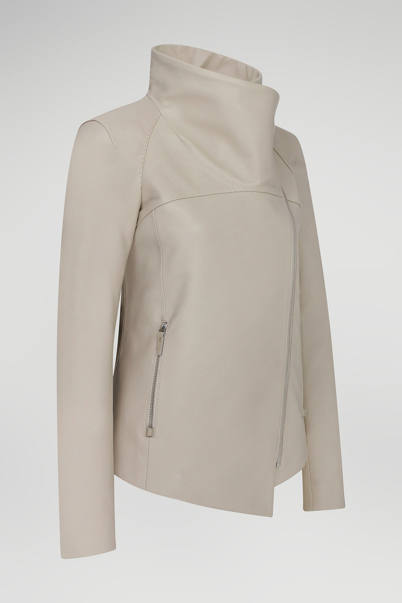 Creme Lederjacke