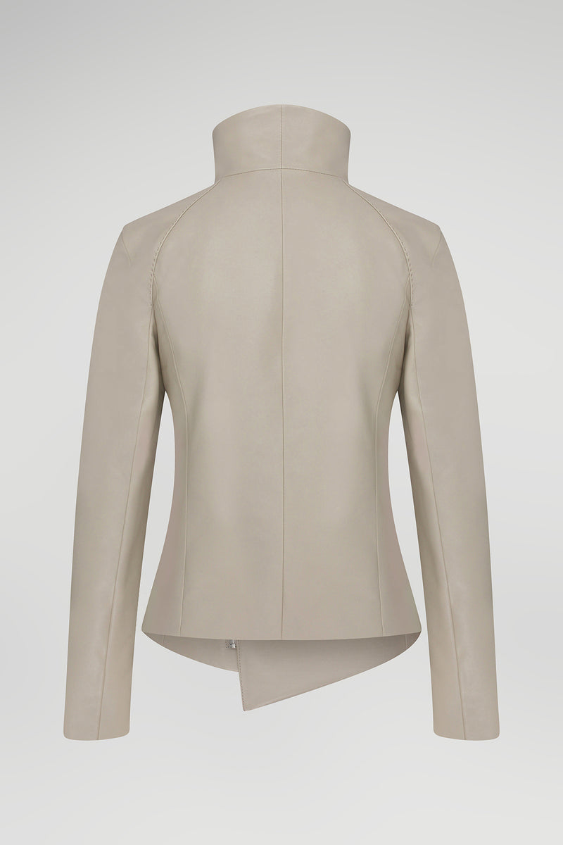 Creme Lederjacke