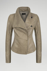 Beige Lederjacke