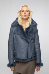 Indigo Lammfelljacke