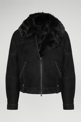 Schwarze Lammfelljacke