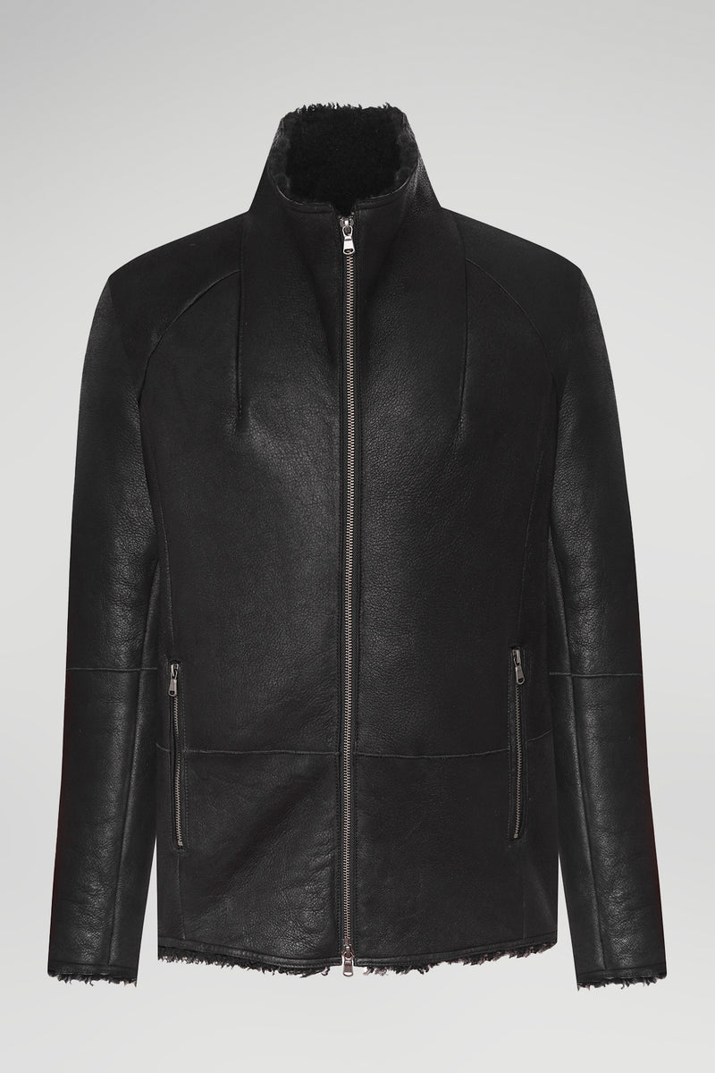 Leo - Schwarze Lammfelljacke